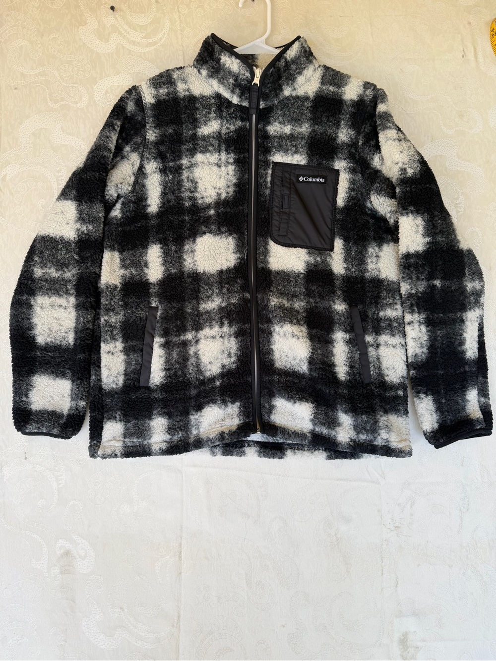 Columbia Black & White Plaid Fleece Performance Jacket